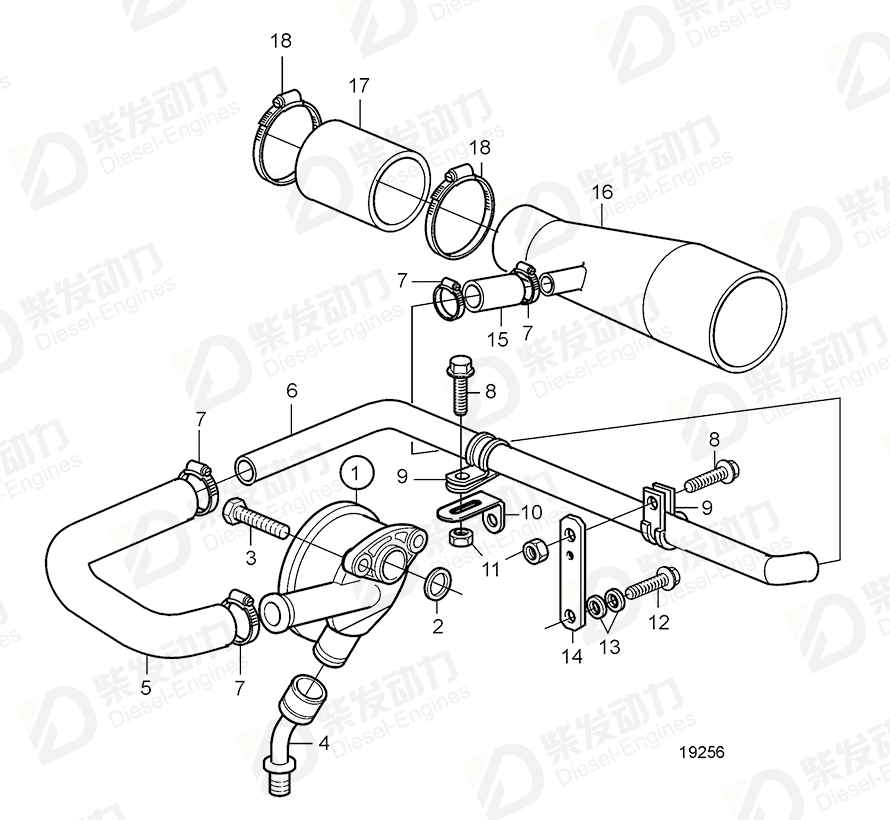 volvo penta Breather pipe 20509119 Drawing